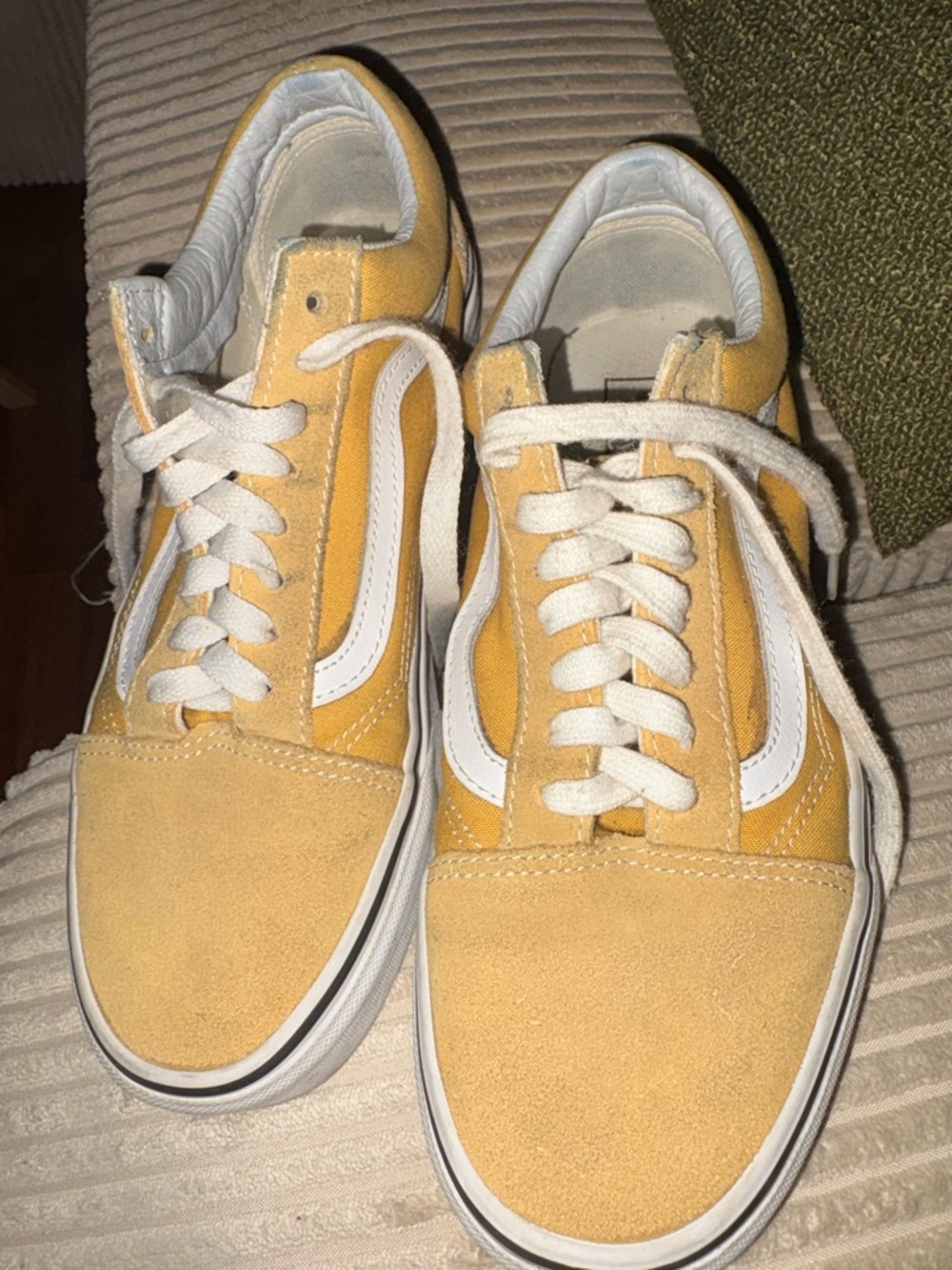 Vans Yellow Suede Old Skool Sneakers with White Stripe